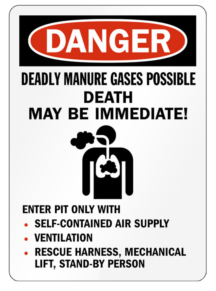 Warning Deadly Manure Gases Possible Sign